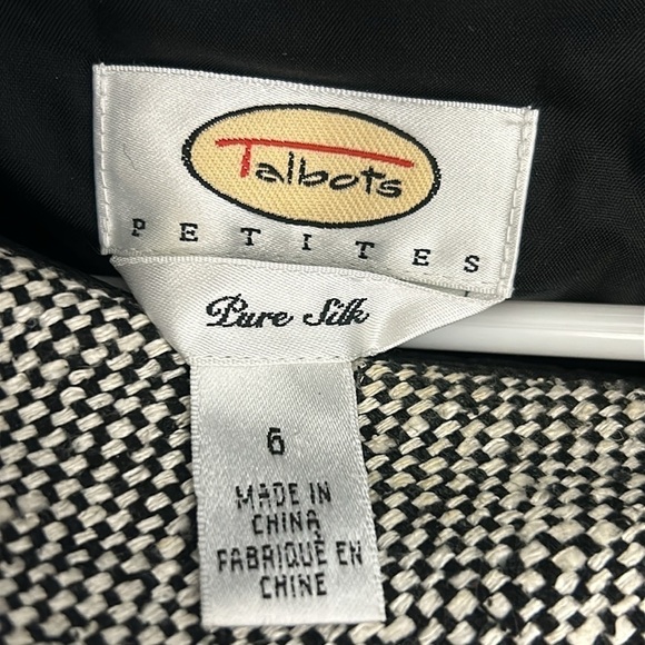 Talbots Petites Pure Silk Tweed Black White Dress Classic - Picture 2 of 13